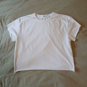 TALENTLESS White Boxy Cropped Crew Tee